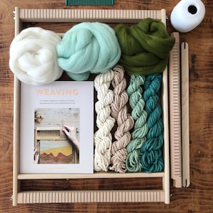 Weaving Loom Kit  | Mossbrae Green | Small rectangular lap loom | Learn to frame weave | Tapestry Weaving | Beginners learn to weave