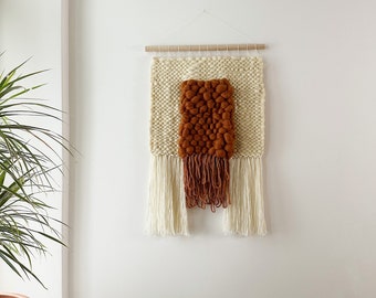 THE PORTAL | woven minimalistic wall hanging in copper brown