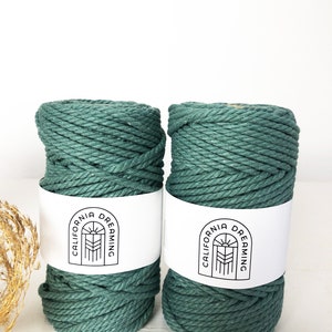 3mm Cotton Rope Twisted 3-Ply 50m recycled DIY Crafts Macrame Weaving Crochet Sage Blue