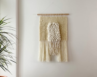 THE PORTAL | woven minimalistic wall hanging in natural white