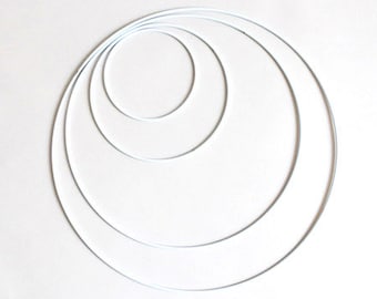 Anneaux métalliques en acier peint en blanc pour attrape-rêves, suspensions murales en macramé, couronnes de fleurs, bricolage, décoration, décorations de l'Avent, en 10 cm, 15 cm, 30 cm