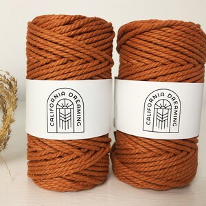 3mm Cotton Rope Twisted 3-Ply 50m recycled DIY Crafts Macrame Weaving Crochet Copper