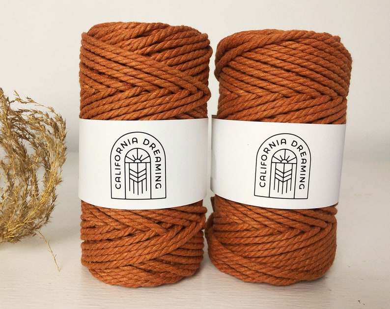 Cuerda de algodón torcido de 3 mm 50m reciclados Tejido de macramé Crochet Decoración Artesanía de bricolaje Copper