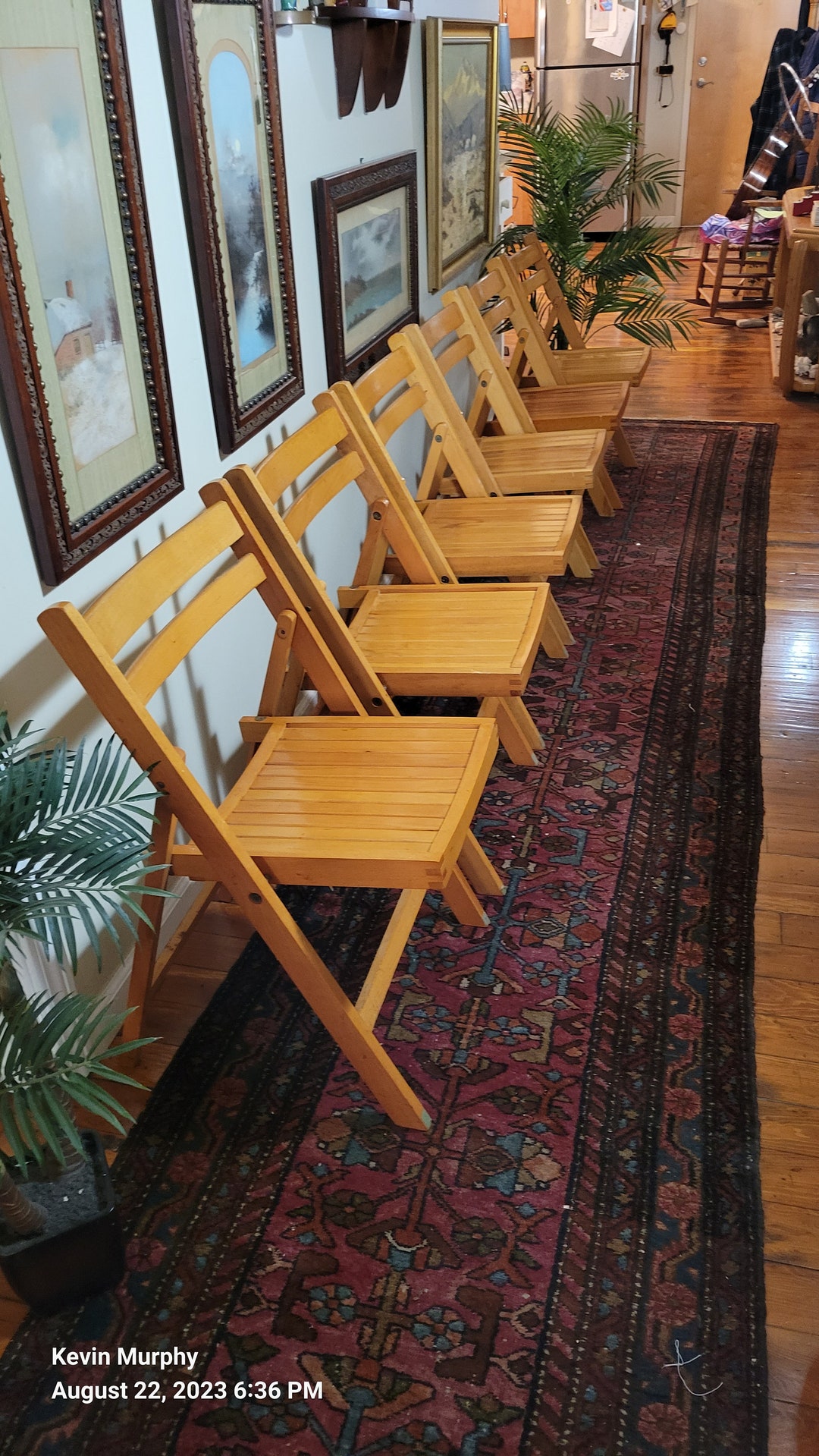 6 Vintage Midcentury Modern Wooden Slat Folding Chairs Etsy