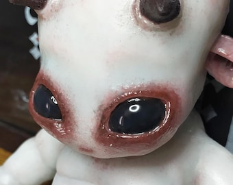 Baby Monster Platinum Silicone Reborn Doll 9", Gothic Demon Fantasy Creature Art Toy, Creepy Cute Troll Collectible