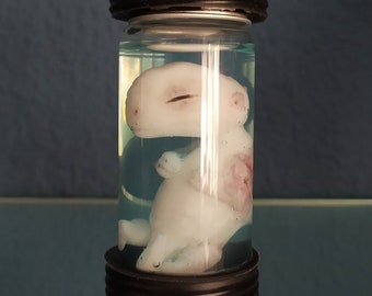 White Little Baby Dragon Fetus In Jar Foetus Test tube Experiment Fantasy Gifts Reptile Platinum silicone Realism FX