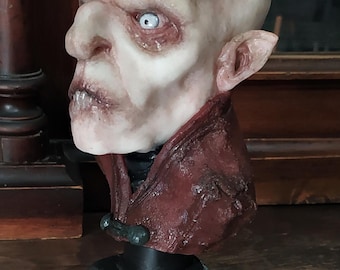 Nosferatu vampiro Drácula Busto, Estatua, Silicona Platino, Clásicos del terror, figura sobre base de resina, escala 1:2, 22 cm