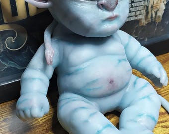 Bebé Avatar, muñeca reborn, Na'vi, Silicona de platino, 22 cm, 9", fantasía, Alien