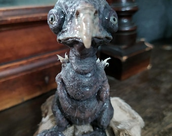 Baby Skeksis Platinum Silicone Sculpture, Dark Crystal Reborn Doll, Gothic Fan Art Figure & Fantasy Creature Toy