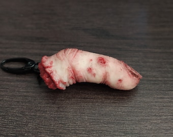 Halloween, llavero dedo índice cortado, silicona de platino, tamaño natural, fx