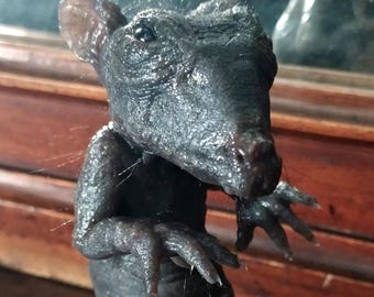 Silicona de platino, rata roedor, animales raros, figura sobre base de resina, 16 cm