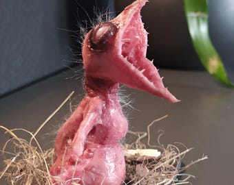 4" Demonic Chicken Silicone Sculpture, Realistic Hell Chick Horror Figure, Gothic Halloween Art Toy