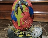 Easter Style Critters Egg and Critter being born, Resin Figurine, 4", Life Size