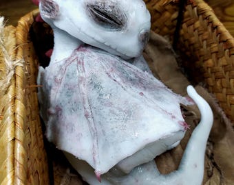 8" Baby Dragon Platinum Silicone Reborn Doll, Realistic Mythological Creature with Wicker Chest, Fantasy Gift