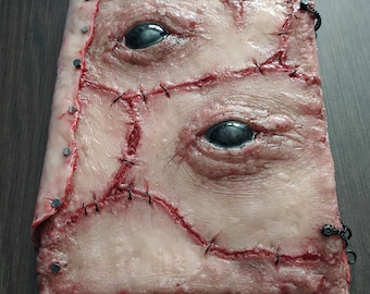 Libro Archivador, silicona de platino, estilo Necronomicón con dos ojos, Lovecraft, Evil dead. simula piel humana, fx