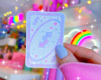 Lavender Galaxy Reverse Card - Star Sparkle Sticker - *Not Waterproof*