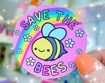 RTS - Save the Bees - Sparkle Sticker - *Not Waterproof*