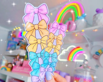 Rainbow Bow Bookmark - Starry Sparkle Sticker - *Not Waterproof*