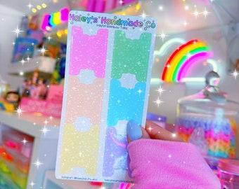 Standard Tab Stickers (Pastel Rainbow) - Starry Sparkle Overlay