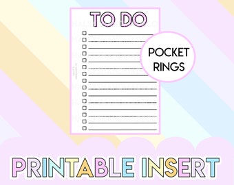 To Do List Printable Insert (POCKET RINGS)