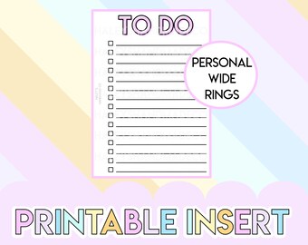 To Do List Printable Insert (PERSONAL WIDE RINGS)