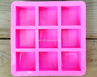 9 Cavity Square Silicone Mold Bakeware Bakken Brownie Cake Pastry Jello Ice Cream Soap Making Mould Tray Homemade Food Craft