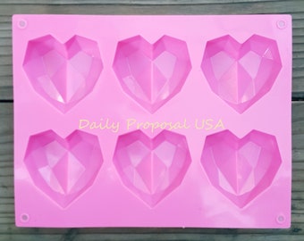 6 Hart Diamant Edelsteen Siliconen Mal Gebak Chocolade IJs Snoep Boter Jello Zeep Maken Taartdecoratie Fondant Craft