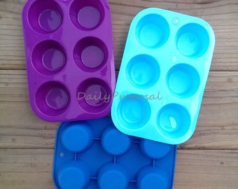 FINAL SALE Small 6 Cavity Round Tapered Silicone Mold Chocolate Cookie Brownie Cupcake Muffin Cake Candy Ice Cream Custard Soap Making Tray