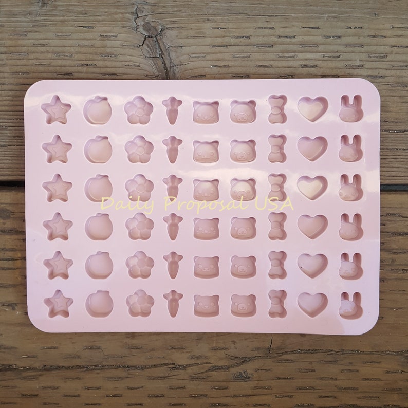 Mini silikonform kanin höra katt morot daisy äpple stjärna nyckelpiga kokong banan bär äpple choklad godis gelatin is tvål hemgjort hantverk bild 3