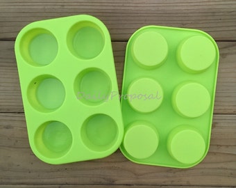 6 Cavity Round Circle Silicone Mold Bakeware Baking Chocolate Brownie Cupcake Muffin Cake Ice Cream Pudding Jello Soap Making Mould Tray