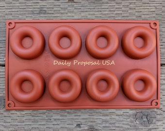 8 Cavity Round Donut Silicone Mold Chocolate Pastry Soap Making Ice Gelatin Mould Tray Homemade Food Craft