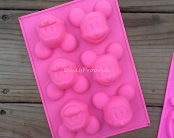 6 Mickey Mouse Siliconen Mal Lade Gebak Snoep Koekje Boter Ijs Zeep Maken Mold Lade Food Craft