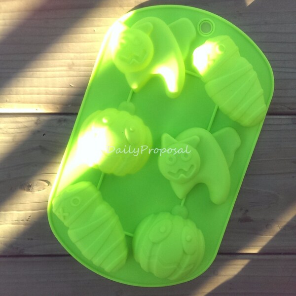 6 Halloween Mummy Cat Pumpkin Face Silicone Mold Bakeware Pastry Cake Chocolate Brownie Ice Cream Jello Butter Candy Soap Making Mould Tray