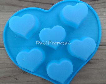 6 harten in 1 siliconen schimmel bakeware bakken gebak chocolade ijs snoep boter Jello zeep maken cake decoratie fondant craft