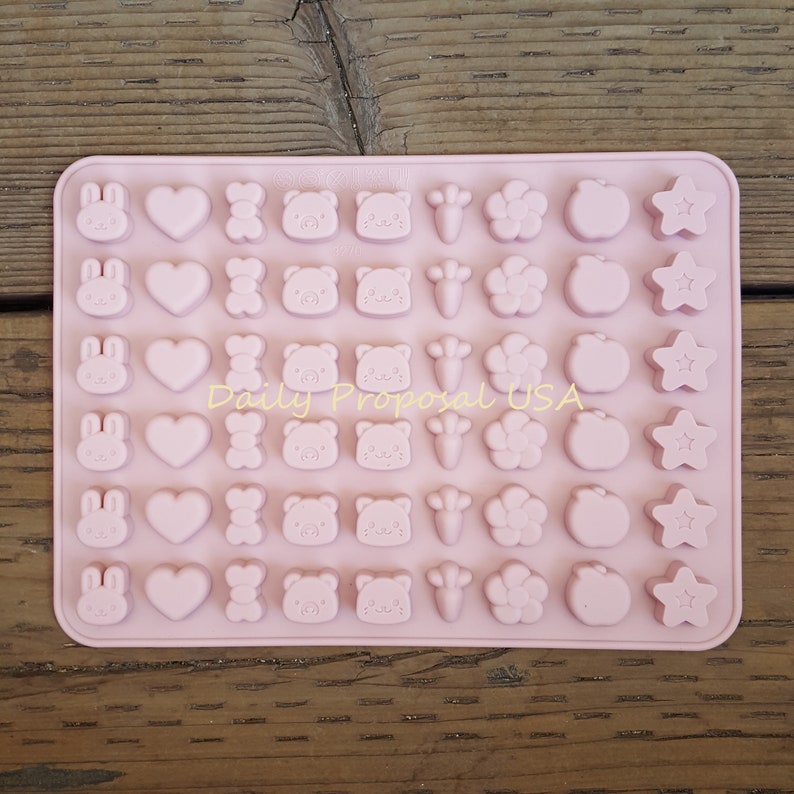 Mini silikonform kanin höra katt morot daisy äpple stjärna nyckelpiga kokong banan bär äpple choklad godis gelatin is tvål hemgjort hantverk Rabbit Heart Bow