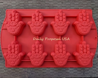 8 Cavity Hamsa Hand Silicone Mold Chocolade Brownie Zeep Maken Cake Ice Gelatin Mould Tray Zelfgemaakte Craft