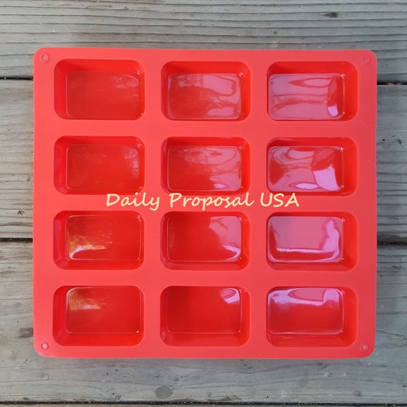 12 Cavity Rectangle Silicone Mold Non-tapered Rounded Corner Cake