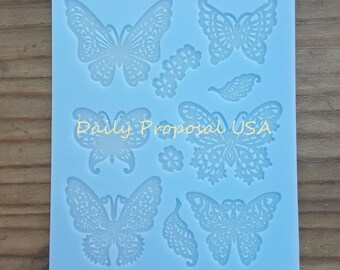 Vlinder Siliconen Embossing Mat Bloem Blad Kauwgom Plakken Fondant Taart Cupcake Kant Decoreren Sugarveil Voedsel Ambachtelijke Mat