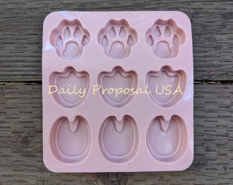 9 Animal Paw Print Silicone Mold Chocolate Pastry Candy Gelatin Ice Cookie Butter Soap Making Molding Mould Tray