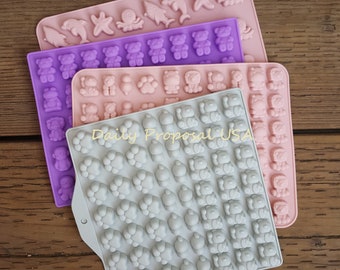 Mini Animal Silicone Mold Bear Frog Lion Monkey Sea Mammal Pet Paw Bear Chocolate Gelatin Gummy Ice Candy Soap Making Homemade Food Craft