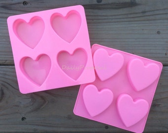 4 Hart Platte Bodem Niet-taps toelopende Siliconen Mal Bloem Bakvormen Gebak Chocolade IJs Snoep Boter Jello Zeep Maken Taartdecoratie Fondant