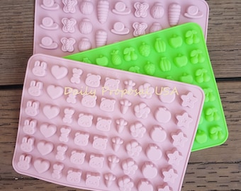 Mini siliconen mal Bunny Hear Cat Wortel Madeliefje Appelster Lieveheersbeestje Cocon Banaan Bes Appel Chocolade Snoep Gelatine IJszeep Zelfgemaakt ambacht
