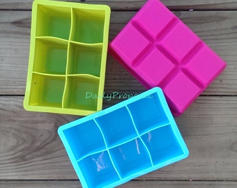FINAL SALE6 Cavity Large Ice Cube Square Silicone Mold with Lid Options Soap Making Chocolate Candy Butter Mould Tray Homemade Food Craft
