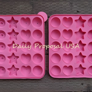 FINAL SALE 20 in 1 Round Heart Star Swirl Popsicle Silicone Mold with 1 Set of Stick Candy Chocolate Pop Ice Cream Soap Making Craft