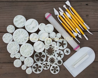 46 stuks bakpakket 36 stuks koekjes steker uitsteker + 10 stuks rolmodelleringstool madeliefje klimop blad vlinder hart ster fondant cake zeep stempel