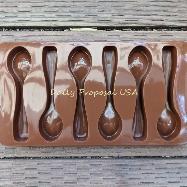 6 Chocolate Spoons Silicone Mold Pastry Cake Gelatin Ice Candy Butter Soap Making Homemade Mould DIY