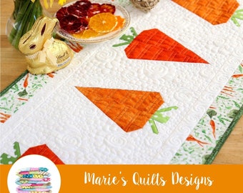 Sweet Carrot Table Runner Patroon PDF Digitaal, Blokquilt, Pasen, Tafelhoes, Lente Zomer Herfst, Decor van het huis