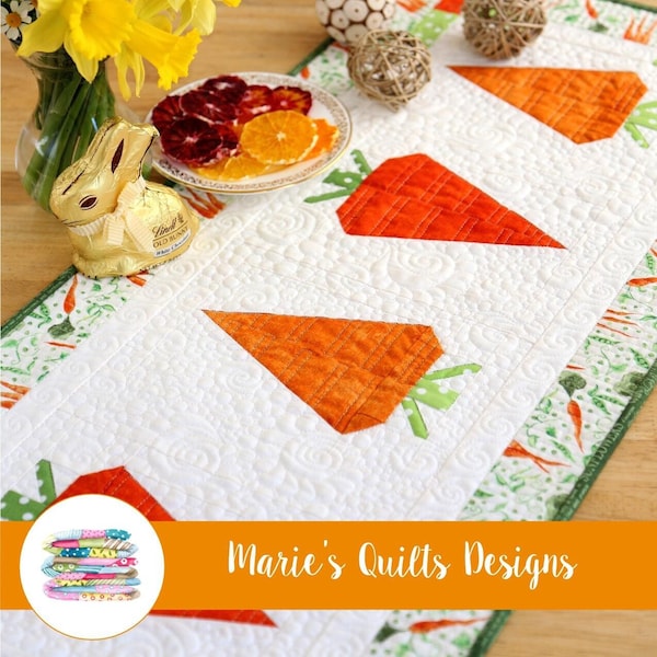 Sweet Carrot Table Runner Pattern PDF Digital, Block Quilt , Easter, Table Cover, Spring Summer Fall, Home Decor