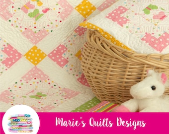 Easy PDF Quilt Pattern, Digital, Simple, Girl, Baby, Kids, Tutorial