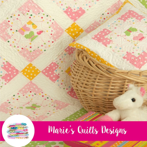 Easy PDF Quilt Pattern, Digital, Simple, Girl, Baby, Kids, Tutorial